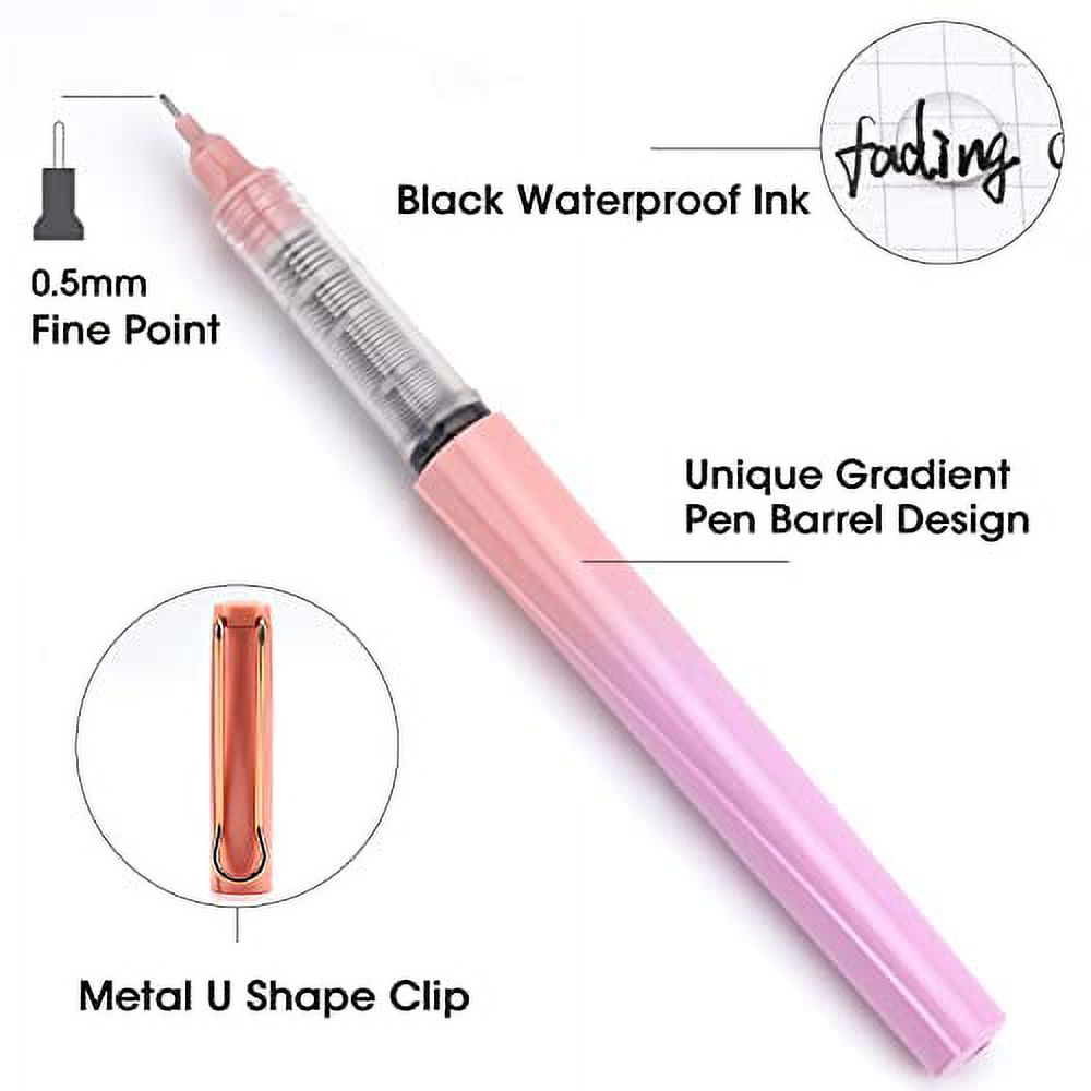 WRITECH Liquid Ink Rollerball Pens: 0.5mm Black Pens Quick Dry No Bleed Roller Pens Pack of 8(Gradient)