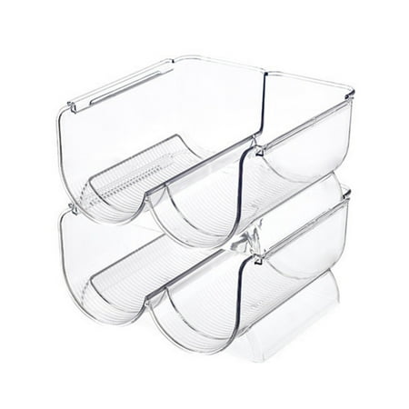 

3Pack Plastic Stackable 2 Bottle Storage Holder Rack - Water Wine and Drink Free-Standing Organizer Shelf for Kitchen Countertop Cabinet Pantry Fridge Freezer