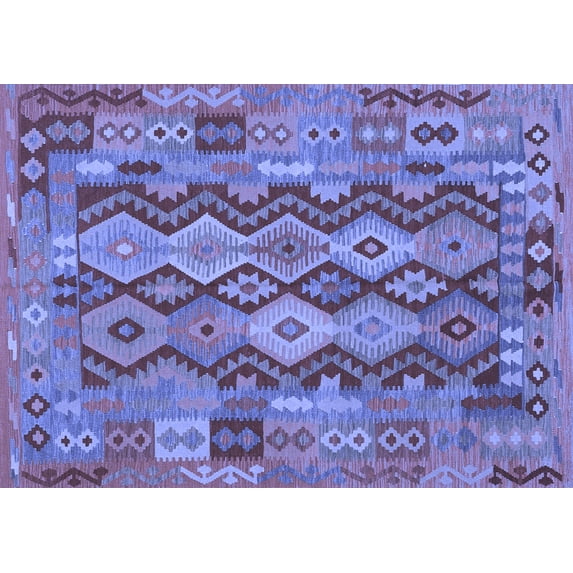 Ahgly Company Indoor Rectangle Oriental Blue Traditional Area Rugs, 7' x 9'