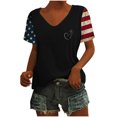 thumbnail image 4 of Tops Cortos para las Mujeres Día de la Independencia Patriótica Impreso Cuello en V, Manga Corta Top Casual para Diario, Fiesta Y Todas las Estaciones, 4 of 5