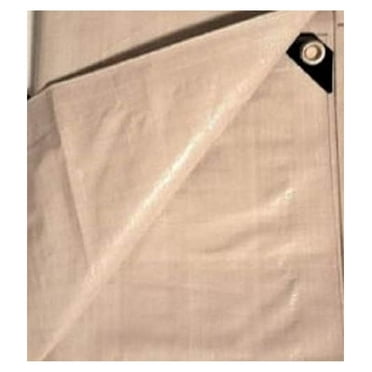 8' x 12' Tan Beige Heavy Duty Waterproof 12 mil Tarp with Grommets (Finished Size Approx. 7'6" x 11'6")