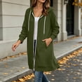 thumbnail image 4 of WIZUTIZ Women's Solid Color Oversized Zip Up Hoodie Long Coat Long Sleeve Pockets Loose Fit Casual Winter Warm Sweatshirt Outerwear, 4 of 7