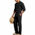 thumbnail image 4 of ZToonmas Men's 2 Piece formal Set Long Sleeve Button down Shirt and Elastic Waist Pants with Belt Casual Business Outfit, 4 of 9