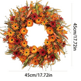 thumbnail image 3 of BNNG 17.7 Inch Fall Wreath Artificial Autumn Wreaths for Front Door Yellow & Orange Tulip Wreath with Forsythia Daisy and Berries for Indoor Outdoor Harvest Thanksgiving Holiday Celebration, 3 of 9