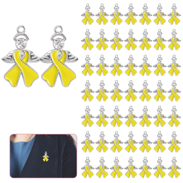 Alloy Angel Brooche With Like & Ribbon Bow Emblem For Care & Mutual Support Groups 50 Pieces Set