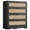 black, variant on TEQIN Mid Century Modern Dresser, 4 Drawer Rattan Dresser for Bedroom , Wooden Rattan Storage Cabinet Side Table with Outlet, Tall Dresser for  Bedroom,Living Room,Hallway