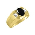thumbnail image 3 of RYLOS Men's Rings 14K Yellow Gold Rings Classic Designer  9X7MM Oval Gemstone &  Diamond Ring Cabochon Onyx October Birthstone Ring Size 9, 3 of 7