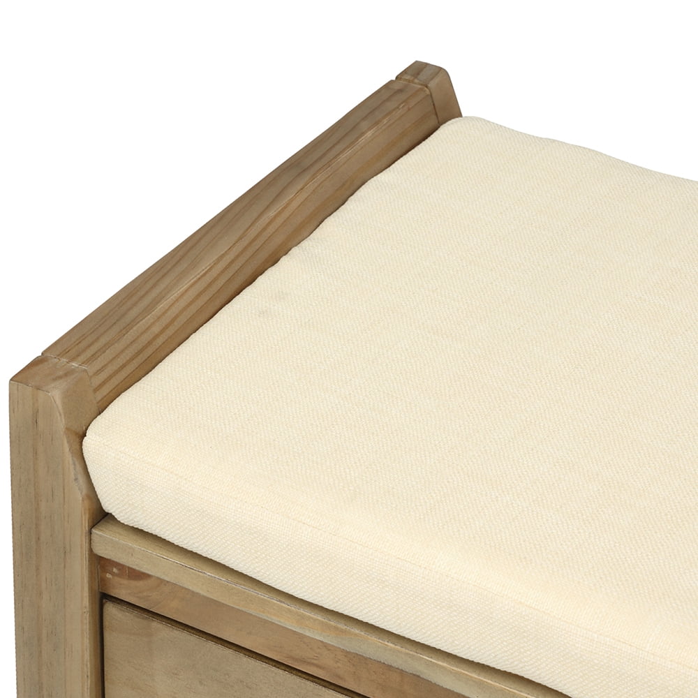 Kepooman Storage Bench, Shoe Bench for Entryway, Rustic Solid Wood Bench with Cushioned Seat and Drawers for Living Room, Wood Color Kepooman Storage Bench, Shoe Bench for Entryway, Rustic Solid Wood Bench with Cushioned Seat and Drawers for Living Room, Wood Color