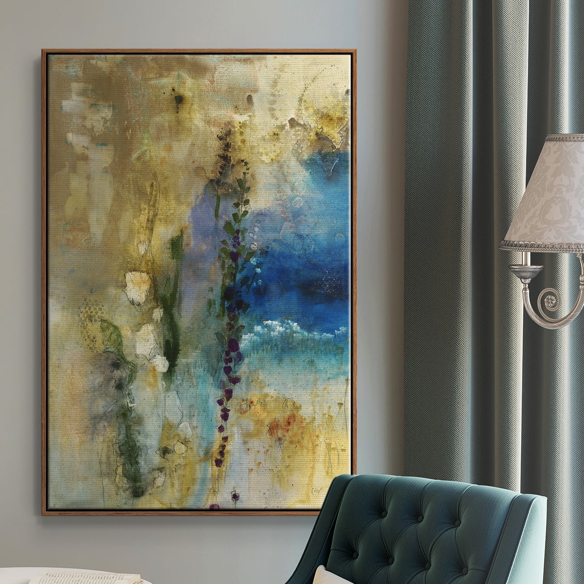 Immerge II Framed Premium Gallery Wrapped Canvas - Ready to Hang - 27 x 41 - Walnut Floating Frame