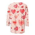 thumbnail image 4 of successthop Pink 3/4 Sleeve Tops for Women with Crew Neck Valentines Womens Tops Plus Size Polyester Casual Love Heart Printed Lover Gift Blouse Tops for Valentines Gifts L, 4 of 5