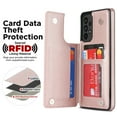 thumbnail image 5 of Feishell Back Wallet Case for Samsung Galaxy A53 5G, RFID Blocking Premium PU Leather Flip Cover with Card Slots Holder Magnetic Buttons Kickstand TPU Bumper Shockproof Case,Rosegold, 5 of 8