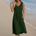 thumbnail image 4 of Nfurl Linen Nightgowns for Women with Pockets Flowy Notch V Neck Sleep Dress Casual Summer Sleeveless House Dresses Ladies Long Nightgown Green,M, 4 of 4