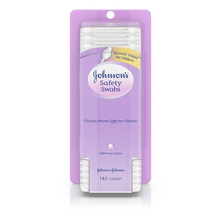 Johnson's Baby Safety Ear Swabs Made with Non-Bleached Cotton, 185