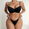 thumbnail image 1 of Women Rhinestone Straps Underwear Bra and Panties Set, Sexy Lingerie 2-Piece Underwear Set Babydoll Nightwear for Female Women Girl, 1 of 5