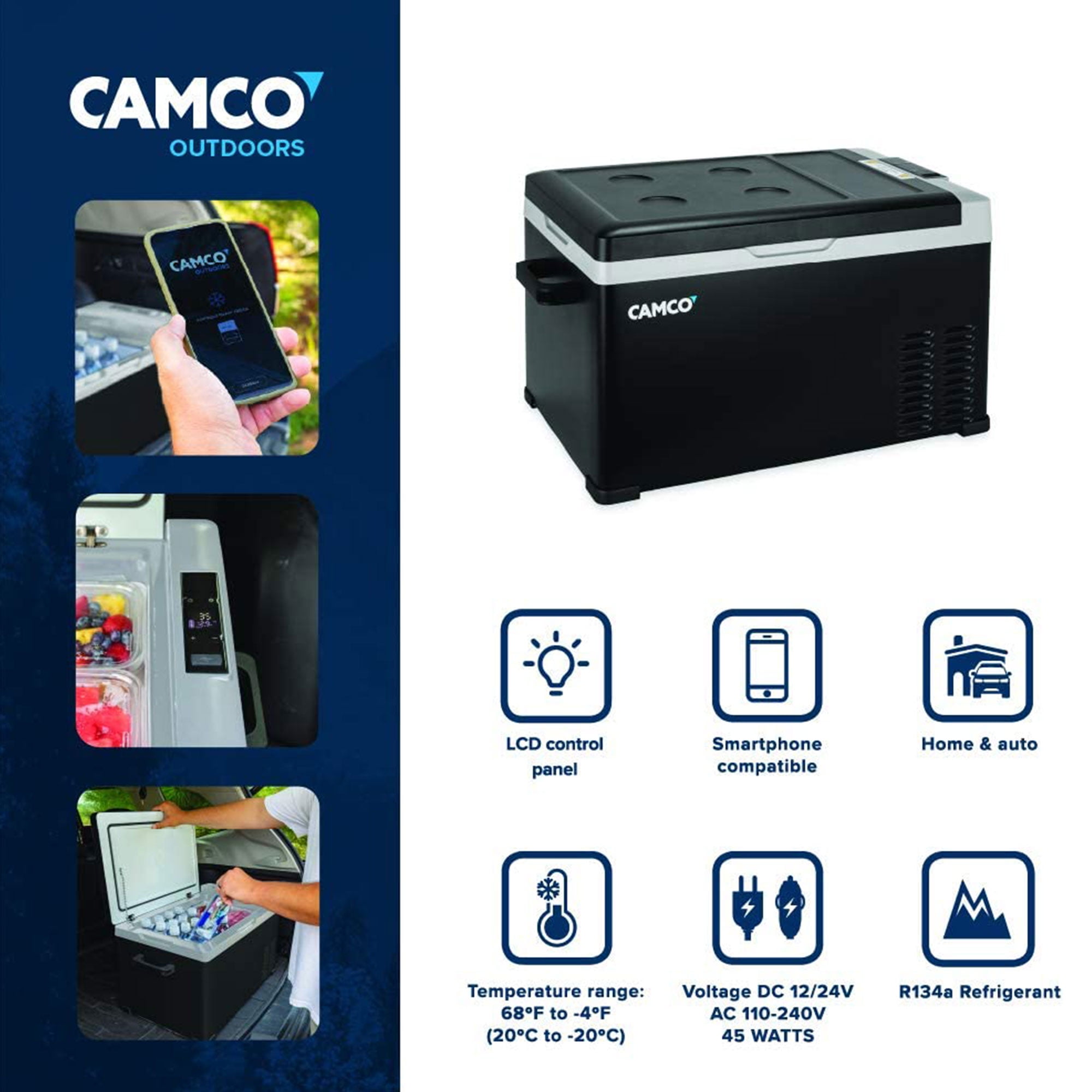 Camco CAM-300 30L Portable Refrigerator/Freezer with LCD Control Panel