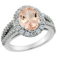 thumbnail image 1 of 14K White Gold Diamond Natural Morganite Engagement Ring Oval 10x8mm, size 10, 1 of 3