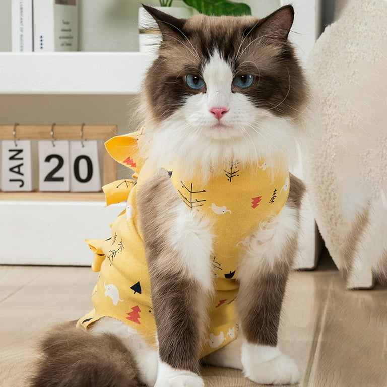 wirlsweal Cat Onesie Surgery Pullover Onesie Cat Neutering Suit Cartoon Print Elastic Neck Bandage Breathable Walmart