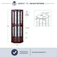 thumbnail image 5 of BELLEZE Ashfield Lighted Wood/Glass Curio Corner Cabinet Floor Standing, Cherry, 5 of 6