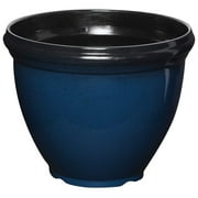 Southern Patio 12" Heritage Outdoor Glossy Resin Planter, Monaco Blue