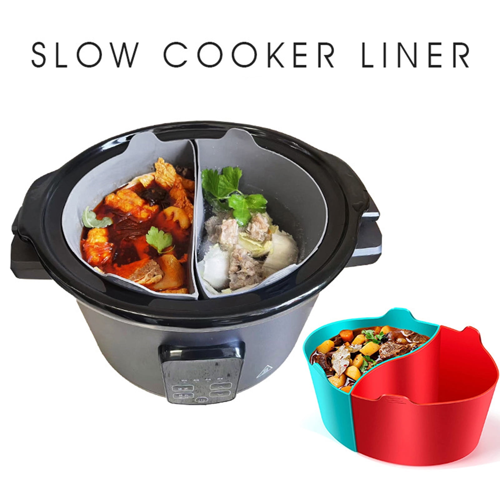 2in1 Grid Design Slow Cooker Liner Easy to Use Reusable Food