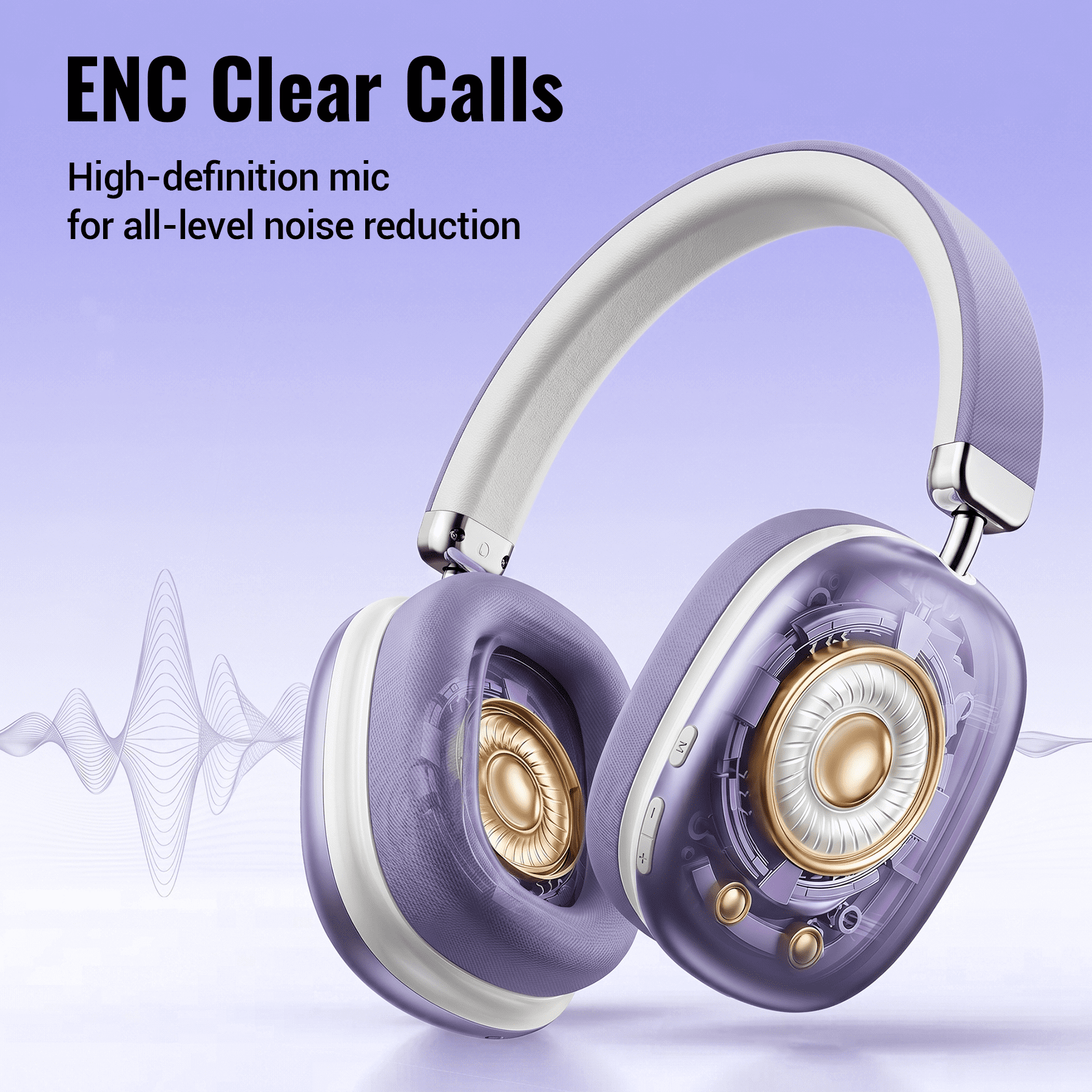 Wireless Bluetooth Headphones 5.1,40 Hrs Playtime Wireless Over-Ear Headphones,4 Mics ENC Noise Cancelling for Clear Calls, Lightweight Headset with Deep Bass Comfort fit for Travel Work