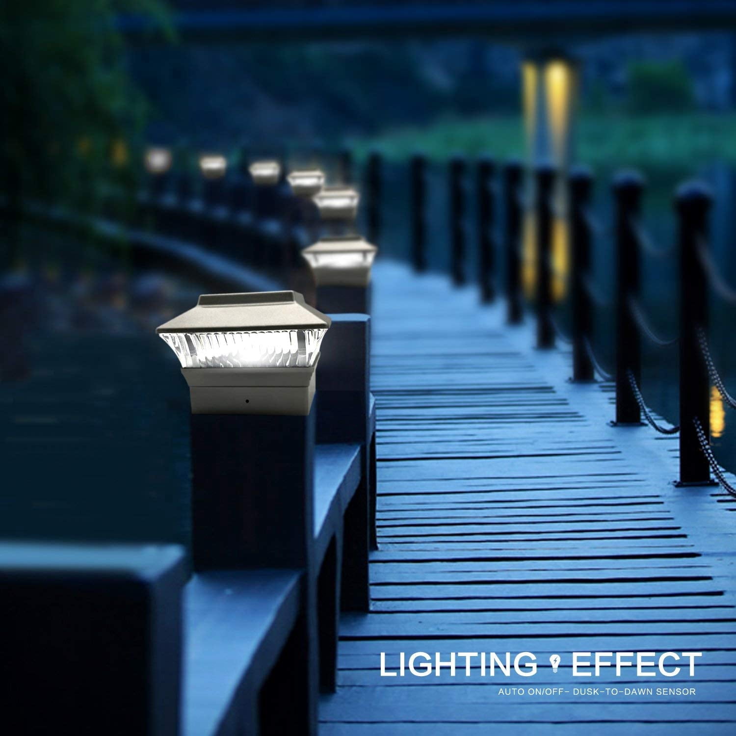 8 Pack Solar Post Cap Lights Outdoor, Waterproof LED for 4x4 Fence & Deck Posts