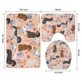 thumbnail image 3 of Dachshund and Flower Bathroom Rugs Sets 3 Piece,Toilet Cover Set,Absorbent Non Slip Bathroom Mats Sets with U-Shaped Contour Rug Toilet Rug Set, 3 of 5