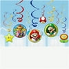 Party Swirls - Super Mario Theme (12 Pack) - Vibrant Hanging Decorations for Any Celebration - 5" and 7" Sizes