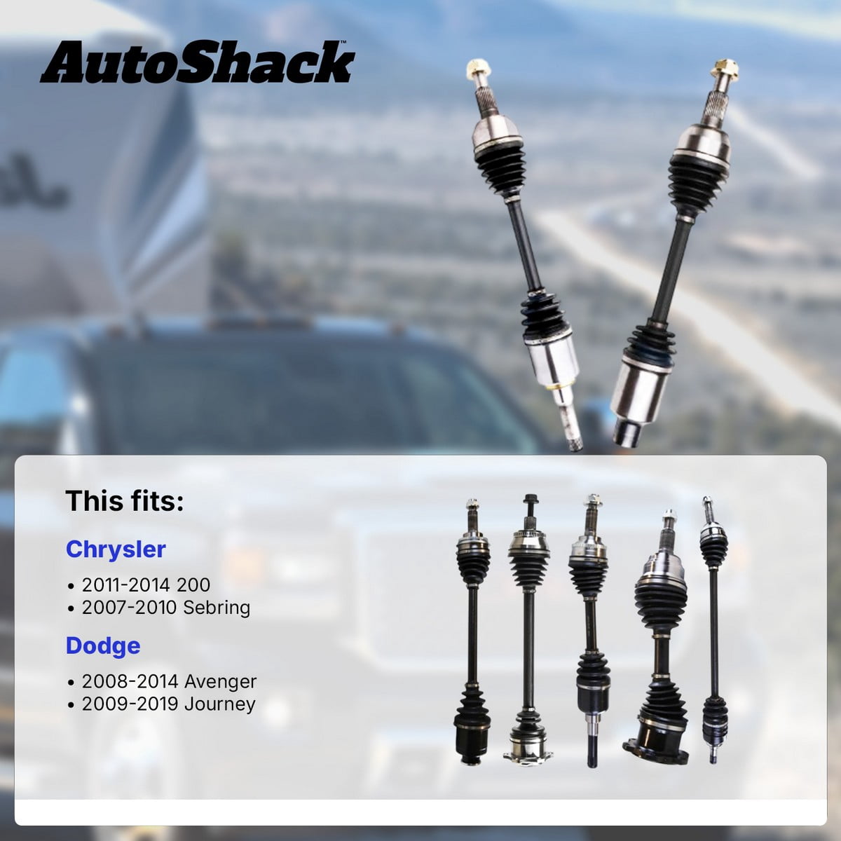 AutoShack Front CV Axle Shaft Assembly for Dodge & Chrysler, Journey 2009-2019 Avenger 2008-2014 200 2011-2014 Sebring 2007-2010, FWD AWD V6 3.5L 3.6L, Right