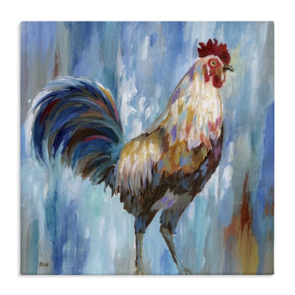 Stupell Industries Rustic Lodge Farm Rooster Contemporary Morning Country Bird Canvas Art, 17 x 17, by Nan