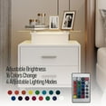 thumbnail image 5 of Yiwa White Nightstand Set of 2 with Charging Station, LED Lights, Glass Desktop, and 2 Drawers, Square Bedside Table for Bedroom, 14"D x 19.1"W x 20"H, 5 of 7