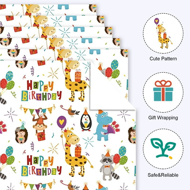 Maytalsory 6pieces Clear-printed Pattern And Colorfast Cartoon Pattern Wrapping Paper For Long-lasting Gift PZ003-6 1Set
