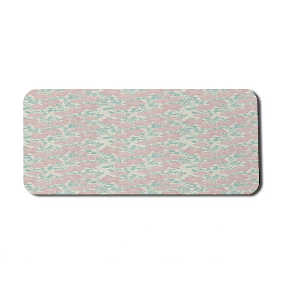 Rose Computer Mouse Pad, Romantic Floral Art with Tender Spring Roses Blossoming in Garden, Rectangle Non-Slip Rubber Mousepad X-Large, 35" x 15" Gaming Size, Almond Green Champagne, by Ambesonne