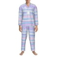thumbnail image 4 of Kll Striped Gradient Sleepwear Mens Flannel Pajamas,Long Cotton Pj Set, 4 of 9