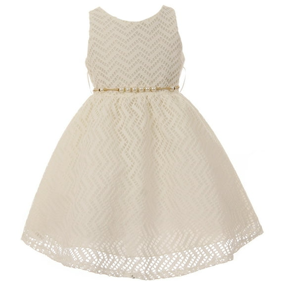 Little Girls Sleeveless Lace Pearl Party Birthday Easter Flower Girl Dress Ivory Size 2 (C17B19)