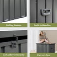 thumbnail image 3 of 100 Gallon Outdoor Storage Box with Lockable Lid & Rolling Wheels, Waterproof Metal Deck Container for Garden Tools, Patio Cushions, UV-Protected, Dark Gray, 3 of 7