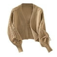 thumbnail image 2 of Vetsdori Womens Round Collar Sweaters Holiday Khaki Open Front comfy Long Sleeve Cardigans Solid Color Tops for Women Trendy, 2 of 4