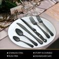 thumbnail image 4 of Koomade 24-Piece Stainless Steel Flatware Set - Heavy Duty Dishwasher Safe Silverware Set with Steak Knives, Forks, Spoons - Rustproof & Mirror Polished, Black, 4 of 6