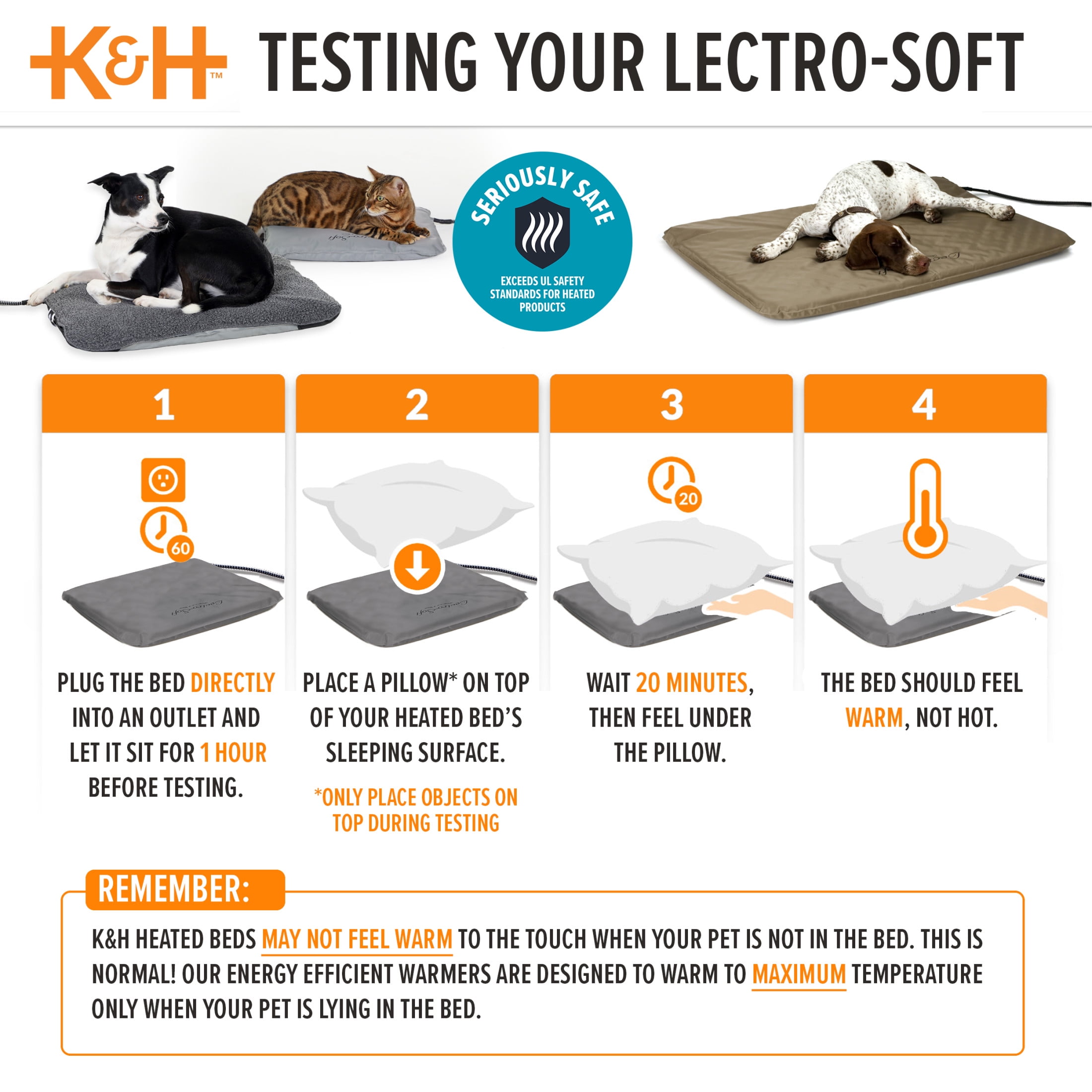 K&H Lectro-Soft Outdoor Heated Pet Bed, Large 25 X 36 Inches, Gray