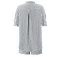 thumbnail image 4 of LEKODE Women's Linen 2 Piece Outfits Summer Short Sleeve Shirts Dressy Casual Sets Suits Gray M, 4 of 5
