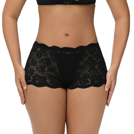 uublik Womens Boy Shorts Panties Black Ladies Seamless Brief Comfort Womens Lace Panties
