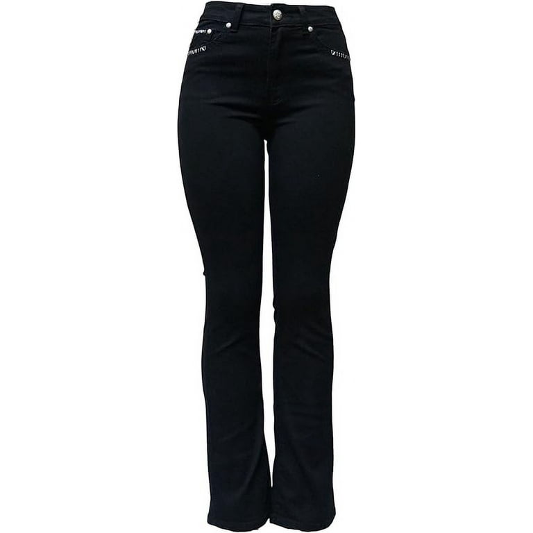 Jack David/H&Y Women's 70s Trendy Sexy Rhinestone Studded Flare Bootcut  Denim Jeans