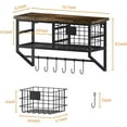 thumbnail image 5 of Industrial Wall Mounted Metal Wood Floating Shelves with Baskets Hooks Hanging Display Shelf Sundries Holder for Coffee Bar Kitchen Bathroom Organization and Home Decor, Black (16inch, 2 Sets), 5 of 7
