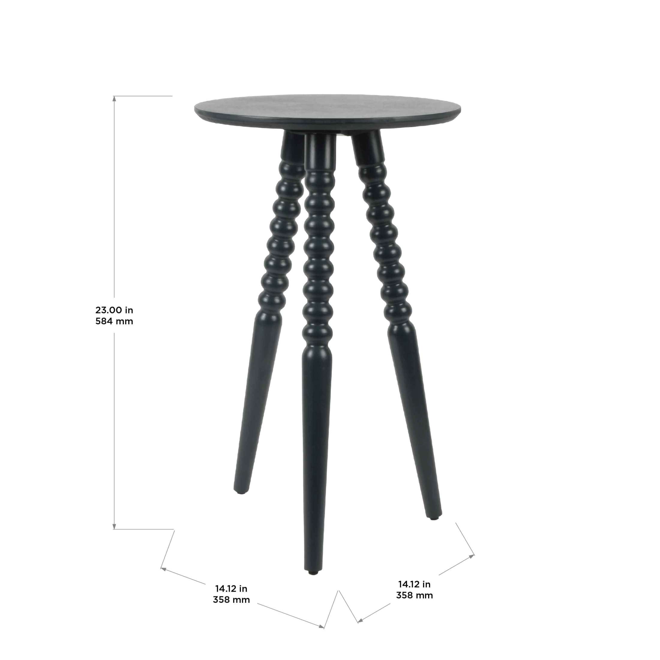 Décor Therapy Silverwood Allison Compact Round Accent Table with Turned Legs, Navy