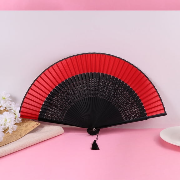 Masteelf Black Vintage Silk Folding Fan for Parties and Dance Events Beautiful Portable Design