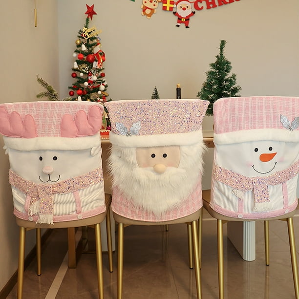 Xihbxyly Funda de Silla Navideña con Diseño de Papá Noel, Suave y Bonita, Tela de Alta Elasticidad, Protección para Silla, Decoración Navideña, Fácil Instalación, 52 X 45 Cm.