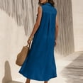 thumbnail image 7 of Odbmxy Cotton Women Midi Dresses Shift Summer Casual Sleeveless Womens Shirt Dresses Collared Button Down Holiday, 7 of 7