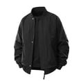 thumbnail image 2 of WIZUTIZ Men's Casual Jacket Solid Color Loose Breathable Zip Collar Long Sleeve Polyester Outerwear Relaxed Fit for Daily Commute Outdoor All-Season Wear Mens Fashion, 2 of 9