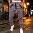 thumbnail image 2 of Men's Comfy Fit Biker Joggers with Zipper Pockets, Twill Casual Travel Long Pants Elastic Waist and Elastic Cuffs, Soft Breathable Trousers for Motorcycle Riding & Travel Wear Dark Gray, 2 of 5