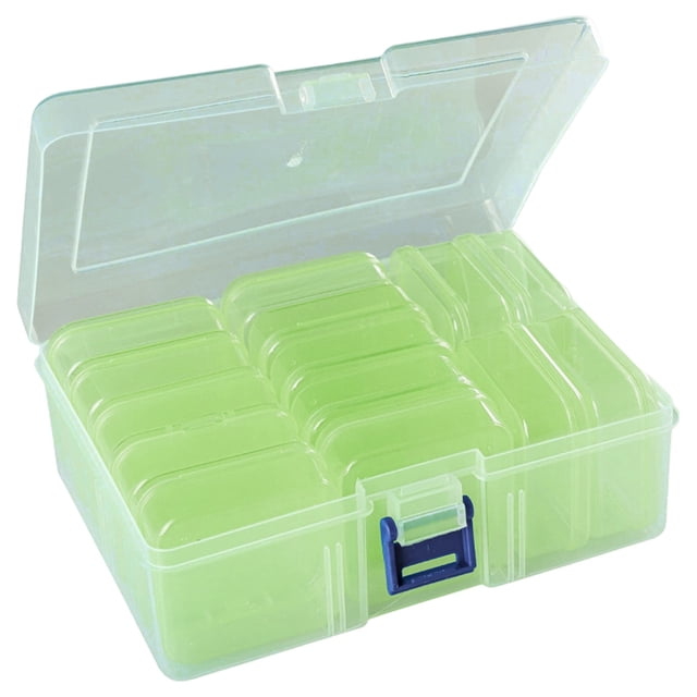 1 Pcs Small Bead Organizers,Plastic Storage Cases Mini Bead Storage Containers,Transparent Box with Hinged Lid and Rectangle Transparent Craft Supply Case,for Beads,Jewelry Making,Crafts,Green